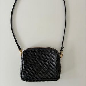 Clare V. Black Woven Zig Zag Midi Sac